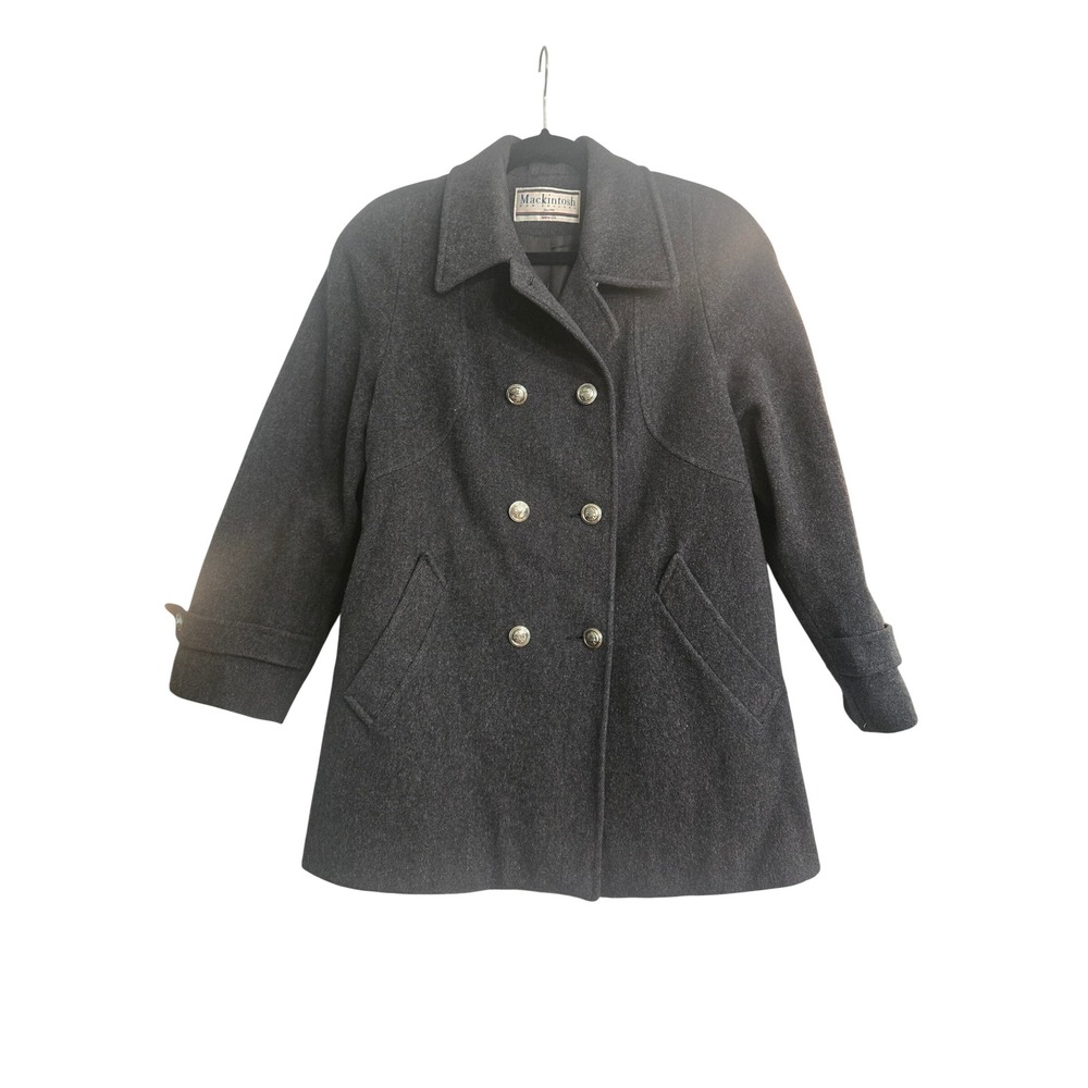 Mackintosh New England Mens Wool Double Breasted Pea Coat Charcoal Gray USA Made